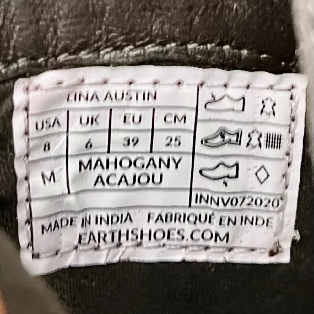 NIB Earth Lina Austin Notched Heeled Low Cut Leather Bootie Mahogany 8M - Picture 12 of 12